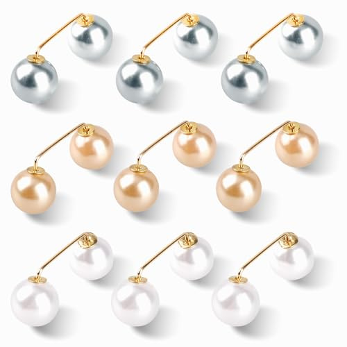 9 Pcs Scarf Pin Shawl Pin Pearl Brooch Decorative Safety Pins Anti-Exposure Neckline Safety Pins for Clothes Pearl Brooches for Women Sweater Shawl Clips for Wedding Party Decoration