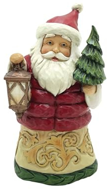 Enesco Jim Shore Heartwood Creek Santa Wearing a Puffy Coat Miniature Figurine- Resin Hand Crafted Painted Collectible Santa Figurines Christmas Home Decor Holiday Shelf Statue, 3.94 Inch, Multicolor