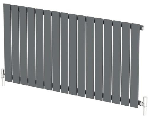 Radiant Living Anthracite Horizontal Radiator 600 x 1212mm – Single Flat Panel Designer Radiator, High Efficiency Modern Steel Heating for Living Room & Bathroom