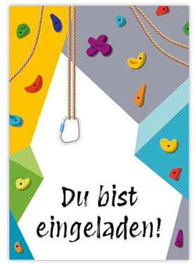 Minkocards 8 Einladungskarten zum Kindergeburtstag Klettern Bouldern Mädchen Jungen Einladung Jungsgeburtstag Mädchengeburtstag