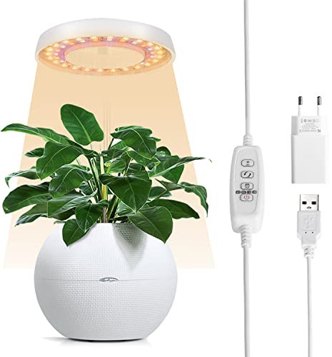 ShowyLive Pflanzenlampe LED - Optimiertes Wachstumslicht mit 48 LEDs, 4H/8H/12H/18H Timer, 20% - 100% Dimmbarkeit, Verstellbare Höhe bis 43.5CM, Für verschiedenste Pflanzenarten
