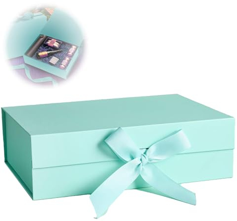 Geschenkbox mit Schleife, Magnetische Geschenkkarton mit Deckel, Wiederverwendbare Geschenk Verpackungsbox, Partei Geschenkboxen, Magnetfaltbox, für Geburtstag, Weihnachten, Valentinstag, Grün