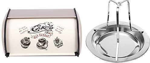 Marran Vintage Bread Box Storage Bin Bread Iron Snack Boxes with Roast Chicken Holder Upright Roaster Rack BBQ Self Grill Pan