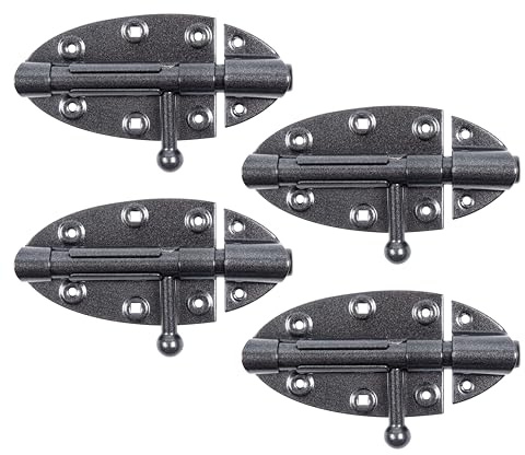 Alberts 822576 DURAVIS® Bolzenriegel | mit rundem Griff | schwarzdiamant duplexbeschichtet | Platte 112 x 72 | Bolzen-Ø 16 mm | 4er Set
