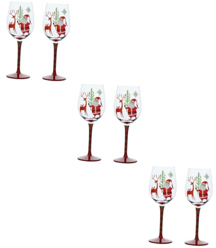 Ciieeo 6 Stk weihnachtliche Elchbrille Elche und Weihnachtsmänner winterliche Glaswaren Weinkelche weinverkostung wine tasting Cocktailgläser Weingläser Gastgeschenke Weihnachtsmann Glas