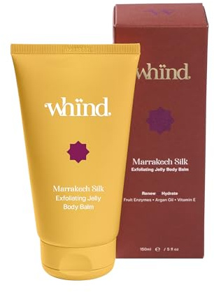 whind Marrakech Silk Exfoliating Jelly Body Balm Scrub – Hydrating Vitamin E Shower Scrub for Glowing Skin – 150ml – Gentle Body Exfoliator & Moisturizer