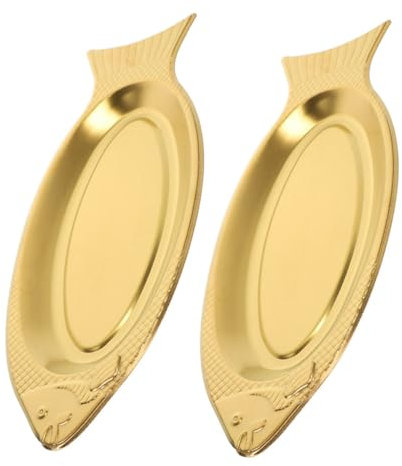 PRETYZOOM 2pièces Plateaux De Service Inox Forme De Poisson Lot De Plats Polyvalents Pour Cuisson Vapeur Grillade Et Four Capacité Spacieuse Pour Repas Familiaux Résistant