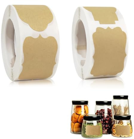 XUZOPIM Autocollants D'Étiquettes En Papier Kraft 500 Pièces Étiquettes Autocollantes D'Autocollants De Bureau Et De Cuisine Utilisé Pour Le Dossier Les Bouteilles Les Emballages Cadeaux (Brun)