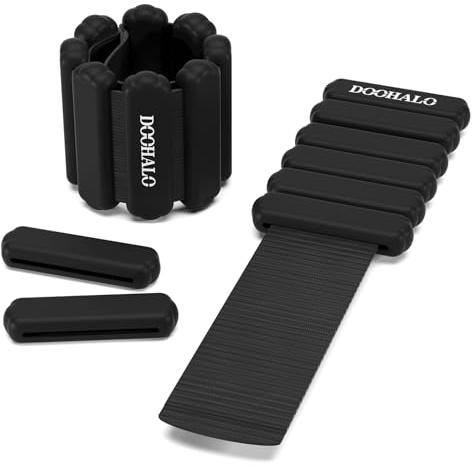 DOOHALO ankelvikter handledsvikter för kvinnor justerbara vikter arm ben viktade armband för promenader pilates yoga aerobics 2 delar i set 0,9 kg per set (svart)