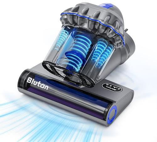 Blutan B Mitefree X3 Aspirateur anti-acariens avec 3 gobelets et 6 niveaux de filtration cyclonique, stérilisation UV, air chaud, affichage LED, > 10 kPa pour matelas, canapés, nettoyant sans produits