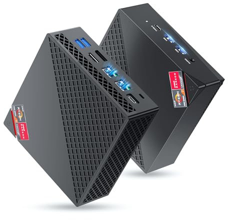 NiPoGi AM06 PRO Mini PC АMD Ryzen 7 5700U(8C/16T, bis zu 4,3 GHz), 32GB(2*16GB) DDR4 512GB M.2 SSD Mini Desktop Computer WiFi 6, RJ45 Dual LAN, 4K Triple Display Micro-PC mit VESA für Schule/Büro/HTPC