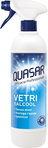 Quasar - Vetri con Alcool - Senza Aloni, Asciuga Rapido, Igienizza - 680 ml (Confezione da 5)