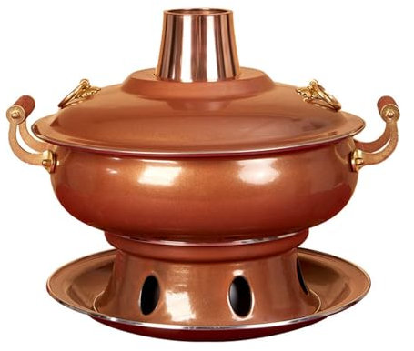 DUANGYMM Pentola Calda in Rame Pentola Calda Cinese Tradizionale Pentola Calda in Rame Antico Pentola Calda mongola for bovini for Cucina Catering Feste Hotel Ristoranti