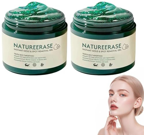 Dermaease Natureerase Gel D'élimination Instantanée Des Grains De Beauté, Natureerase Crème D'élimination Des Grains De Beauté, Crème Correctrice Professionnelle, Ingrédient Naturel (2pcs)