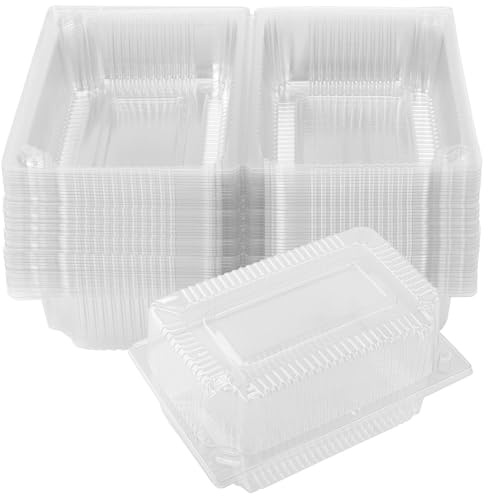 MUKSEUT 200 PCS 7.3 Inch Cake Slice Boxes Bulk, Individual Food Box Dessert Portion Box, Clear Single Cake Containers for Dessert Portions, Muffins, Salad, Cheese