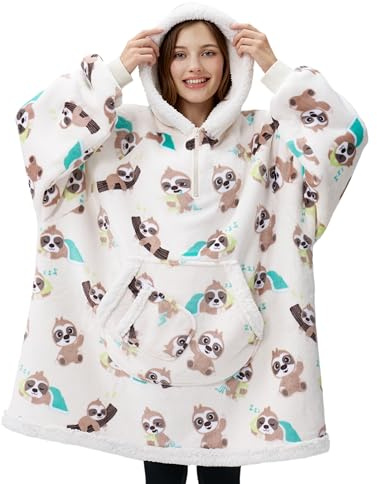 Giggling Getup tragbare Decken Hoodie – Übergroße Flanell Sherpa Fleece Sweatshirt Decke für Erwachsene, Kinder, Frauen und Männer
