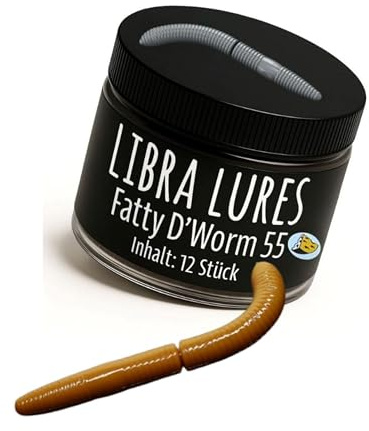 Libra Lures Fatty D`Worm Tournament 55mm Forellenköder Supersoft | 12 Stück | Aroma: Käse | Farbe: 036/ Coffee Milk | Gummiköder | Forellenköder Neuheiten | Erfolgreicher Forellen Angeln mit dem Fatty