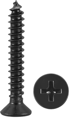 METALLIXITY 100Pcs(ST3x20mm) Countersunk Phillips Wood Screws | Coarse Thread Drive Flat Head Phillips Wood Screws for Furniture Installation Repair,Black