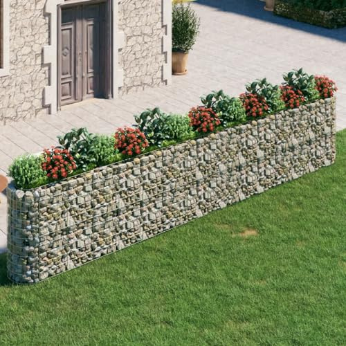 HaoChrymec Gabion Jardinière with Fer Galvanisé Durable, Design Robuste, Panier à Pierre, Parterre Surélevé en Gabion, Jardinière à Gabion, Jardin ou Terrasse, 540 x 50 x 100 cm