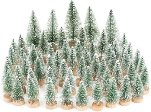 FALSKT 60PCS Alberelli di Natale Piccoli 8.5/6.5/4.5CM Mini Alberi di Natale Artificiale Albero di Natale Piccolo Albero Natale Innevato per Decorazioni Tavolo Addobbi Natalizi Ornamenti verde