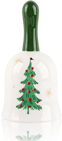 Himissy Campana Navidad Porcelana, 14 x 8 x 8 cm, Campana de Cena, Campanilla de Mano, Campanilla Navidad Decoración, para Hogar, Restaurante y Bar (D)