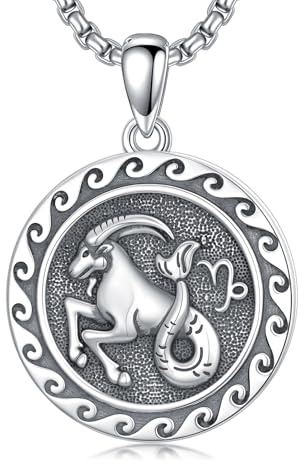 enjoylifecreative Steinbock Sternzeichen Halskette für Herren Damen 925 Sterling Silber Horoskop Capricorn Anhänger Kette Geburtstag Astrologie Schmuck Geschenke für Männer Frauen