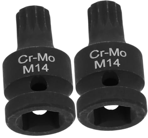 Gogogmee 2pcs Triple Square Spline Bit Stubby Remover Square Drive Remover Brake Caliper Socket Kits Black