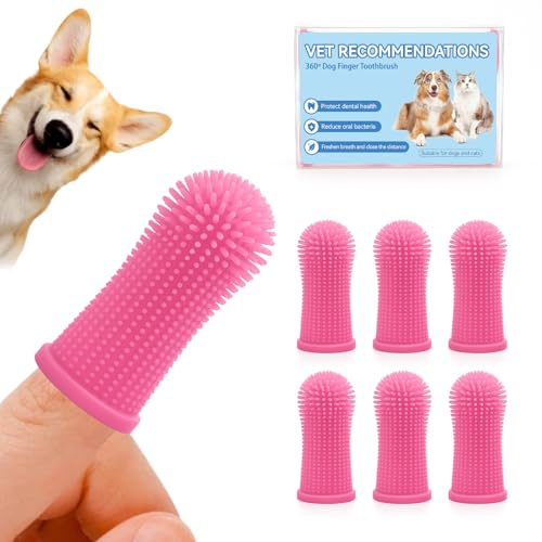 Aujzoo Lot de 6 brosses à dents pour chien et chat - Brosse à dents en silicone à 360°