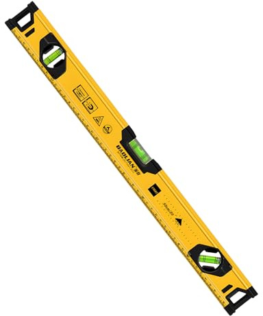 Spirit Level - 600 mm/23.6 Inch High-Precision Magnetic Mini Torpedo Level | 3 Bubble Levels 45°,90°,180° Shock Proof Level with Magnetic Base, Yellow Aluminium Alloy Spirit Level for Home Decor Craft
