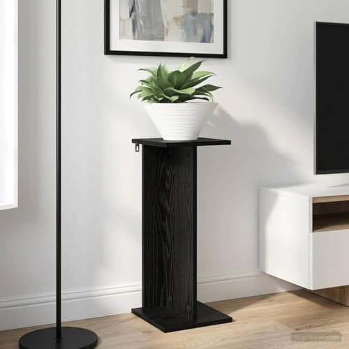 Teenpull Supporto per piante, 2 pezzi, in legno di rovere nero, 25 x 25,5 x 60,5 cm, per interni, scaffale per piante con più livelli, ideale per soggiorno, balcone, terrazza, davanzale
