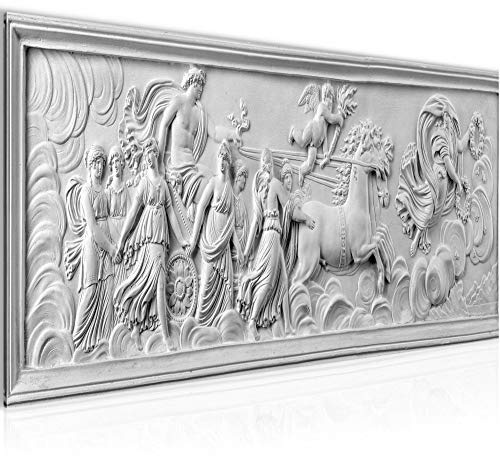 Runa Art Wandbild Antik Flachrelief Rom 1 Teilig 100 x 40 cm Modern Bild auf Vlies Leinwand Wohnzimmer Weiss 025612c