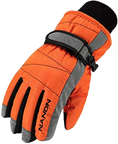 Azarxis Warme Handschuhe, Thermische Ski Snowboard Handschuhe, Winddich Winterhandschuhe für Damen und Herren (Orange, S)