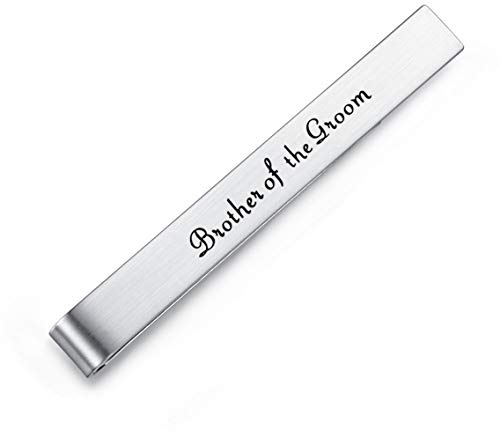 HONEY BEAR Herren Hochzeit Heirat Krawattennadel Krawattenklammer für Normale Krawatte Edelstahl Tie Clip,5.4cm,Silber,MEHRWEG (Brother of the Groom)