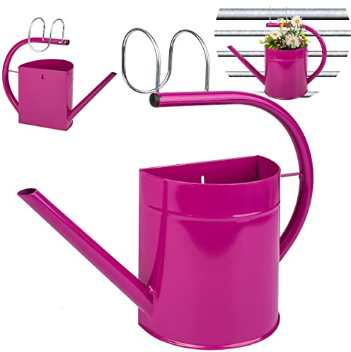 alles-meine.de GmbH Hänge - Topf/Blumentopf/Wandvase/Hängetopf Farbwahl Ø 35 cm - Metall - pink/Purpur/violett/rosa - lila - Gießkanne - HALB RUND - Hängend/mit..