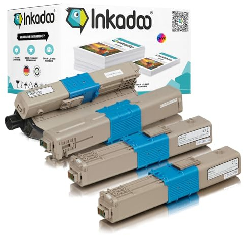 Inkadoo Toner für OKI C301 / C321 enthält 4x(S,C,M,G) Tonerkartusche, 6.700 Seiten, 100% PASSEND FÜR IHR MODELL, VERTRAUENSWÜRDIGE QUALITÄT, 3-JÄHRIGE GARANTIE