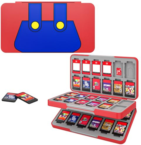 MoKo 48 Game Card Case for Nintendo Switch 2 / Switch OLED / Lite, Portable Game Storage Holder Case with 48 Game Card Slots & 24 Micro SD Cards Slots, RedBDK