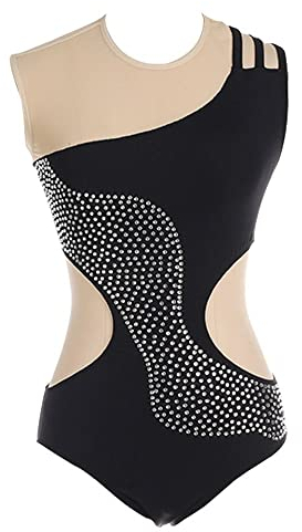 LIUHUO Pole Dance Anzug Competition Performance Split Body Tight Handmade Damen Anzug, Schwarz, S