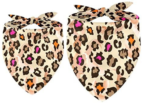 2 Stück Hundehalstuch Orange Rosy Leopard Print Muster Mädchen Junge Lätzchen Hundeschal Halstuch Zubehör für kleine, mittelgroße und große Hunde Welpen Katze Haustier