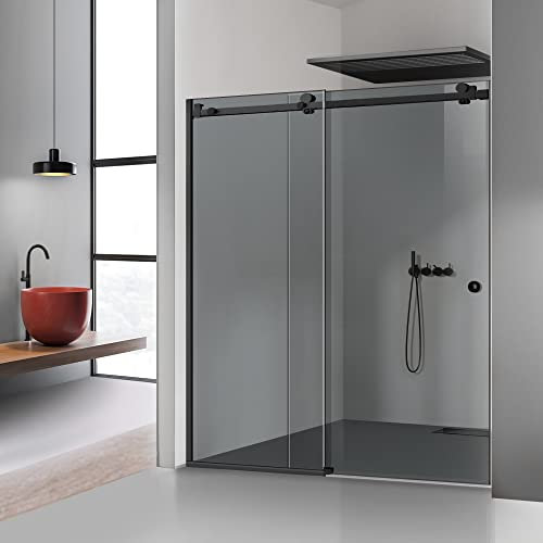 Glissando Porte de douche coulissante Noir Dimensions : 180 x 205 cm à partir de (140/160/180 x 205 cm) Paroi de douche coulissante Verre gris (180 x 205 cm, gauche)