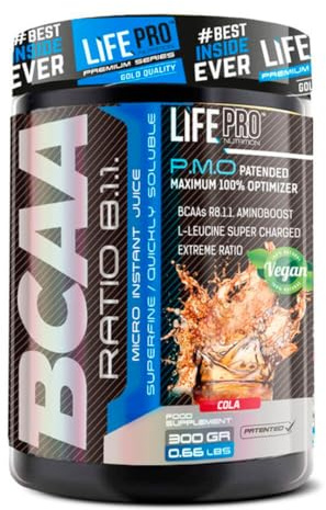 Life Pro BCAA Pro 8:1:1 300 gramos Suplemento con Aminoácidos de Cadena Ramificada (Leucina, Valina e Isoleucina) en proporción 8:1:1