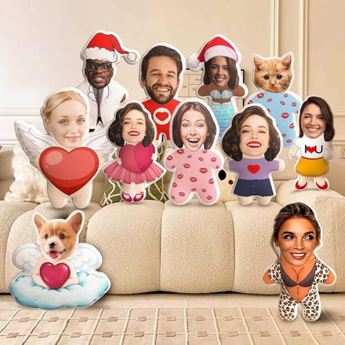 Funmii Personalisiertes Foto-Kissen mit Eigenem Foto - 3D Körper Kissen mit Gesicht Bedruckt, Doppelseitig Selbst Gestalten für Geburtstag, Weinachten