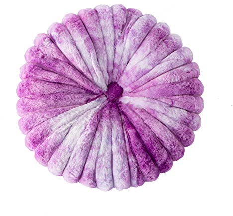 Fouriding Faux Fleece Runde Werfen Kissen 13 Zoll Farbverlauf Farbe Plüsch Kürbis Runde Kissen für Sofa Bett Stuhl Boden Auto Dekorative (Lila)