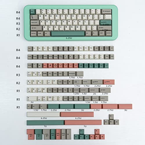 mintcaps 9009 Grey Keycaps Set 192 Tasten Cherry Profile Doubleshot Custom Keyboard Retro Keycaps ISO ANSI für Cherry MX 60% 65% 70% 75% Mechanische Tastaturen