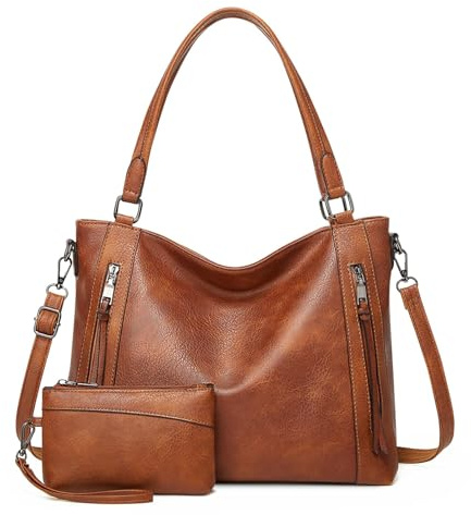 VINBAGGE Bolso de Mujer,Bolsos de Mano para Mujer Bolsos Mujer de Cuero PU,Tote de Hombro, Shopper de Cuero Sintetico Monedero Carteras 2pcs