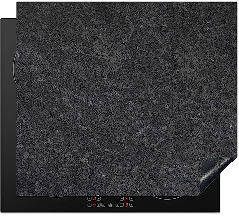KitchenYeah© Herdabdeckplatte Einteilig Küche Abdeckplatte für Ceranfeld | 59x52 cm - Abdeckung Induktionskochfeld Platte Aufrollbare Matte Beton - Grau - Structure - Retro - Industrial