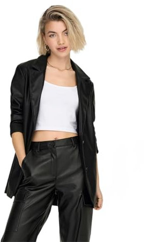 Only Onlheidi SUS SB Faux Leath Blazer CC Otw, Nero, M da Donna, Nero, M