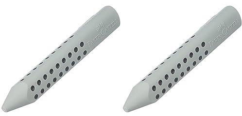 Faber-Castell 187100 - Dreieckradierer Grip 2001, grau (Packung mit 2)