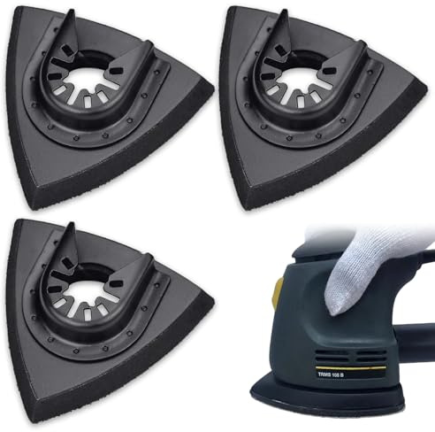 Sanding Pads, 3 PCS 80 mm Black Triangle Sanding Pad Multi-Tool Accessories Triangle Hook Loop Sanding Pads for Attaching Pad Polish