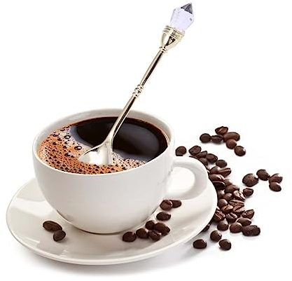 OUNONA Retro Coffee Spoon Diamond Head Golden Court Style Stirring Spoon for Coffee and Ice Cream