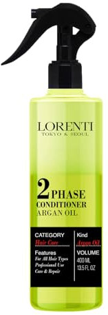 LORENTI TOKYO & SEOUL 2Phase Hair Conditioner 400 ml Argan Oil | Trattamento per capelli | Trattamento spray | Leave districante in balsamo spray per capelli normali a secchi, balsamo a due fasi